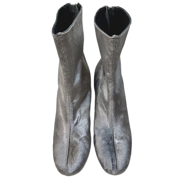 Free People Grey/Silver Velvet Cecile Ankle Boots Size 41 - Picture 1 of 13